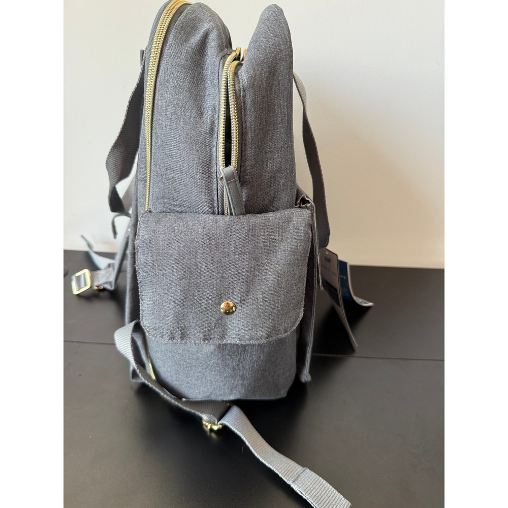 Dabney Lee Expandable Backpack Diaper Bag Grey Bunny Print Change Mat NWT - Picture 16 of 16